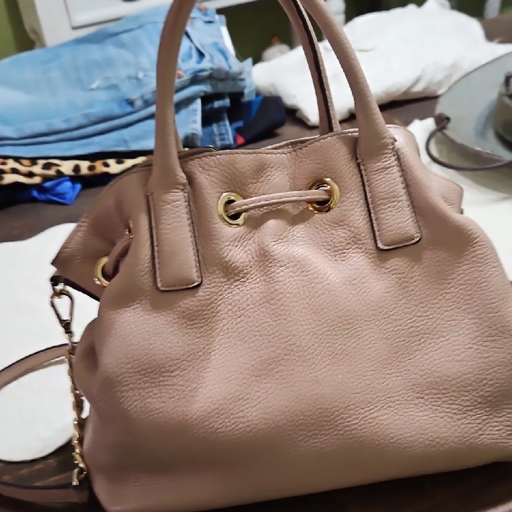 Soft Taupe Leather Tassel Satchel - Women Bags